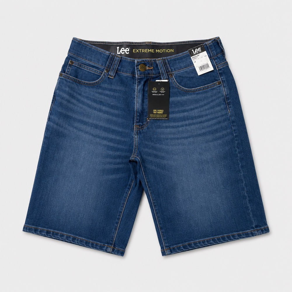 Lee Extreme Motion Mens 30 Denim Shorts Blue Regular Fit Stretch NWT
